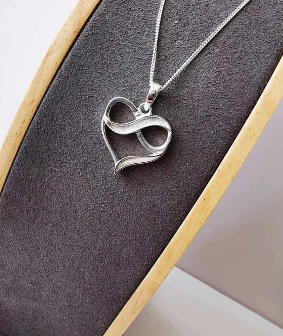 Infinity keepsake Love Heart Pendant ashes memorial cremation jewellery