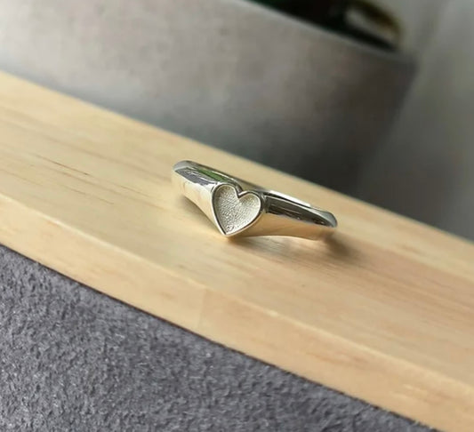 Love Heart Signet Ring 925 Silver